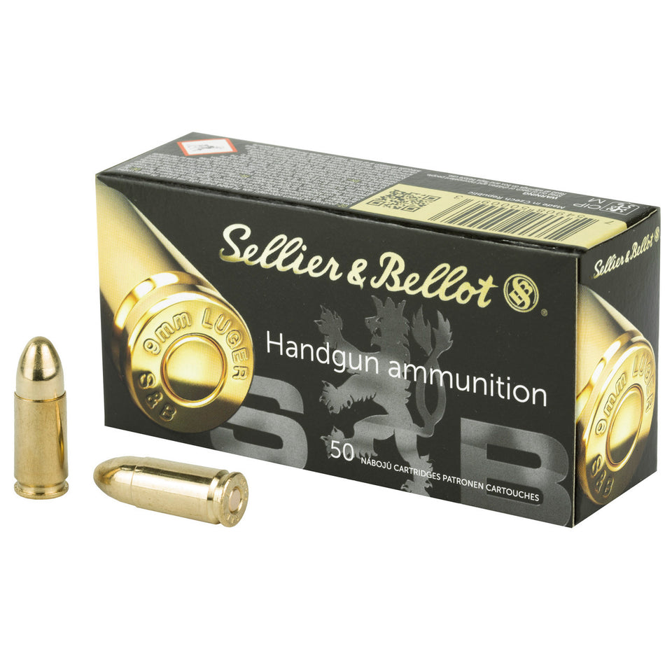 Sellier and Bellot 9mm Luger / Parabellum Handgun Full Metal Jacket 124 Grain 50/Box