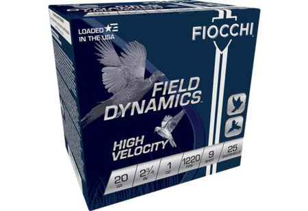 Fiocchi 20 Gauge Field Dynamics High Velocity Upland Game Load #9 1 oz 2.75 in 25/Box