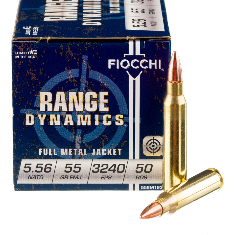 Fiocchi Range Dynamics 5.56mm NATO M193 Ammo 55 Grain Full Metal Jacket Boat Tail(FMJBT)