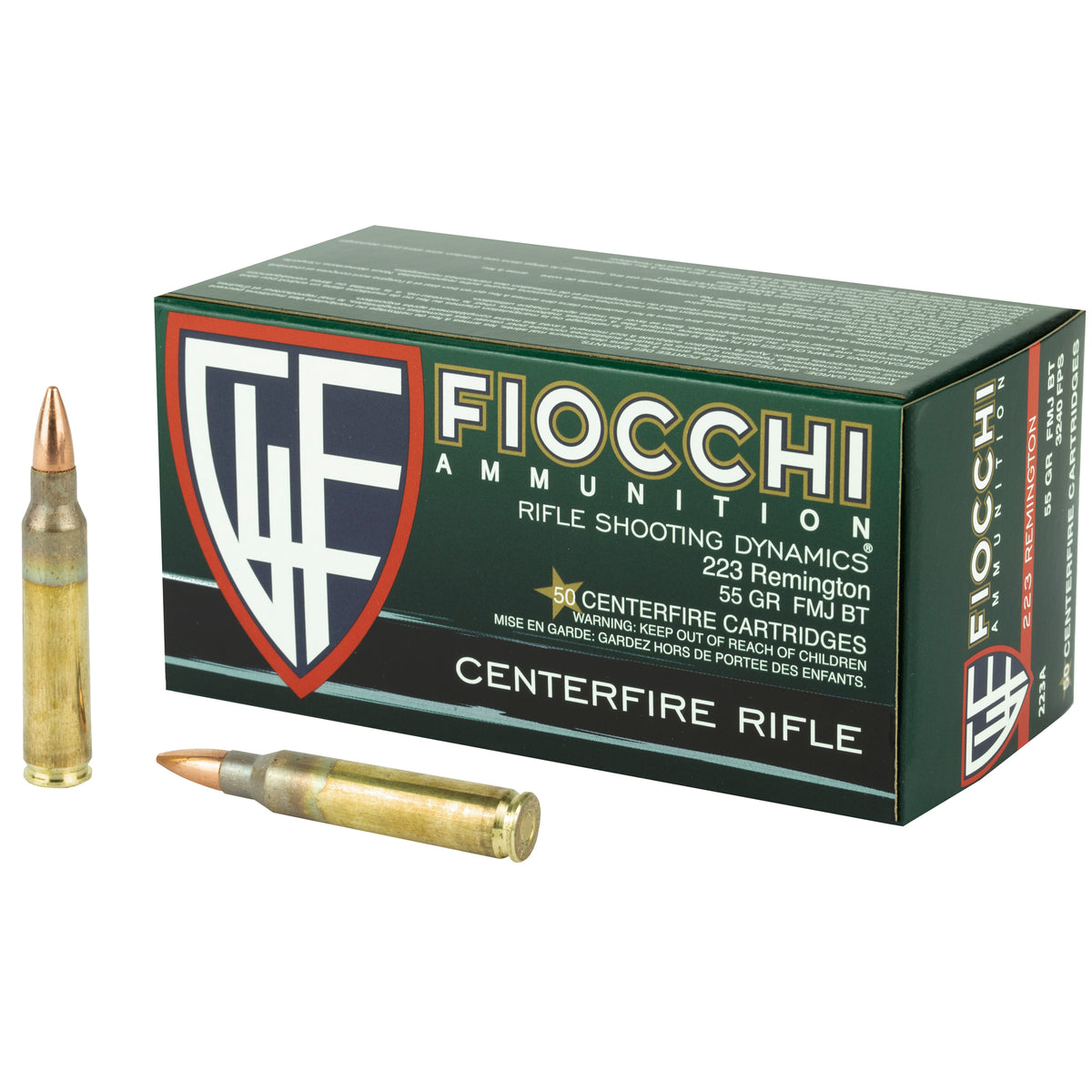 Fiocchi .223 Remington Training Dynamics Full Metal Jacket Boat Tail 55 Grain 1000/Box