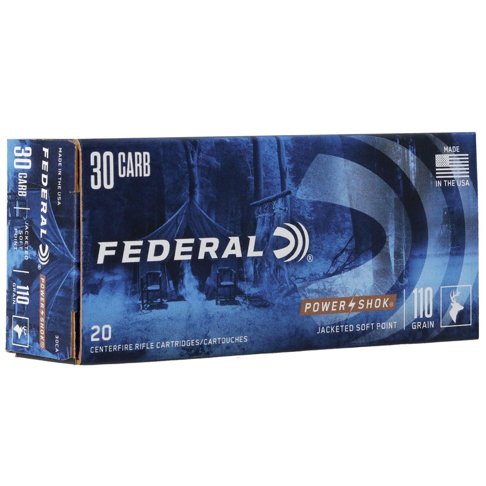 Federal .30 Carbine PowerShok Soft Point Round Nose 110 Grain 20/Box