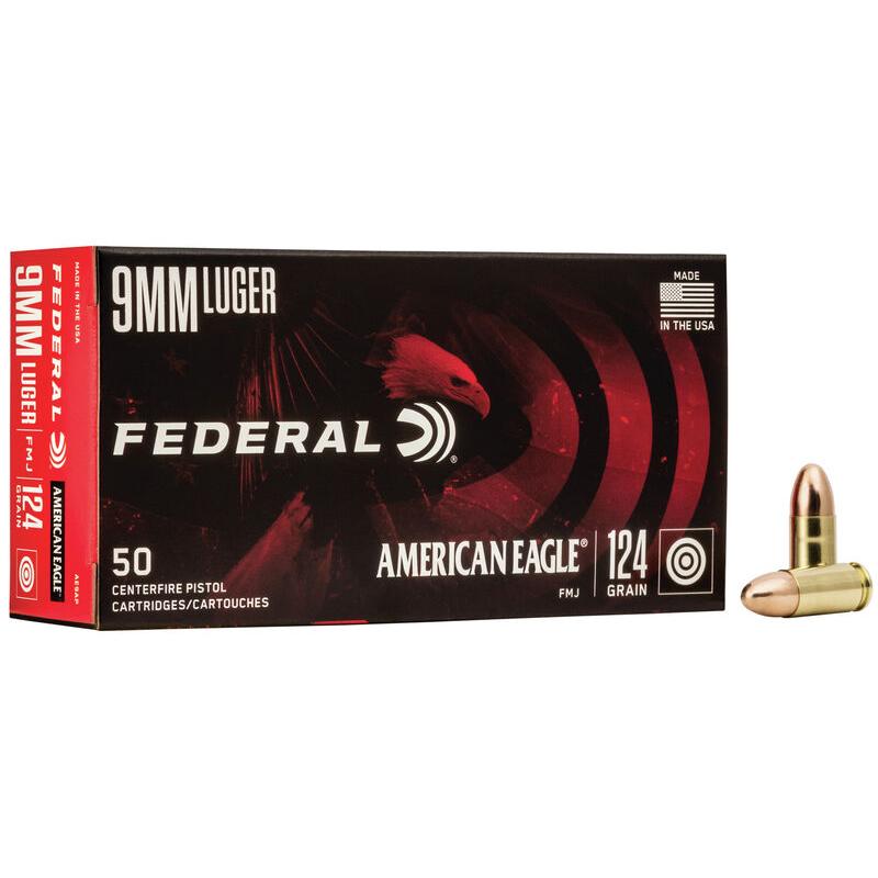 **CASE UPC**  Federal American Eagle 9mm 124gr. FMJ Ammo