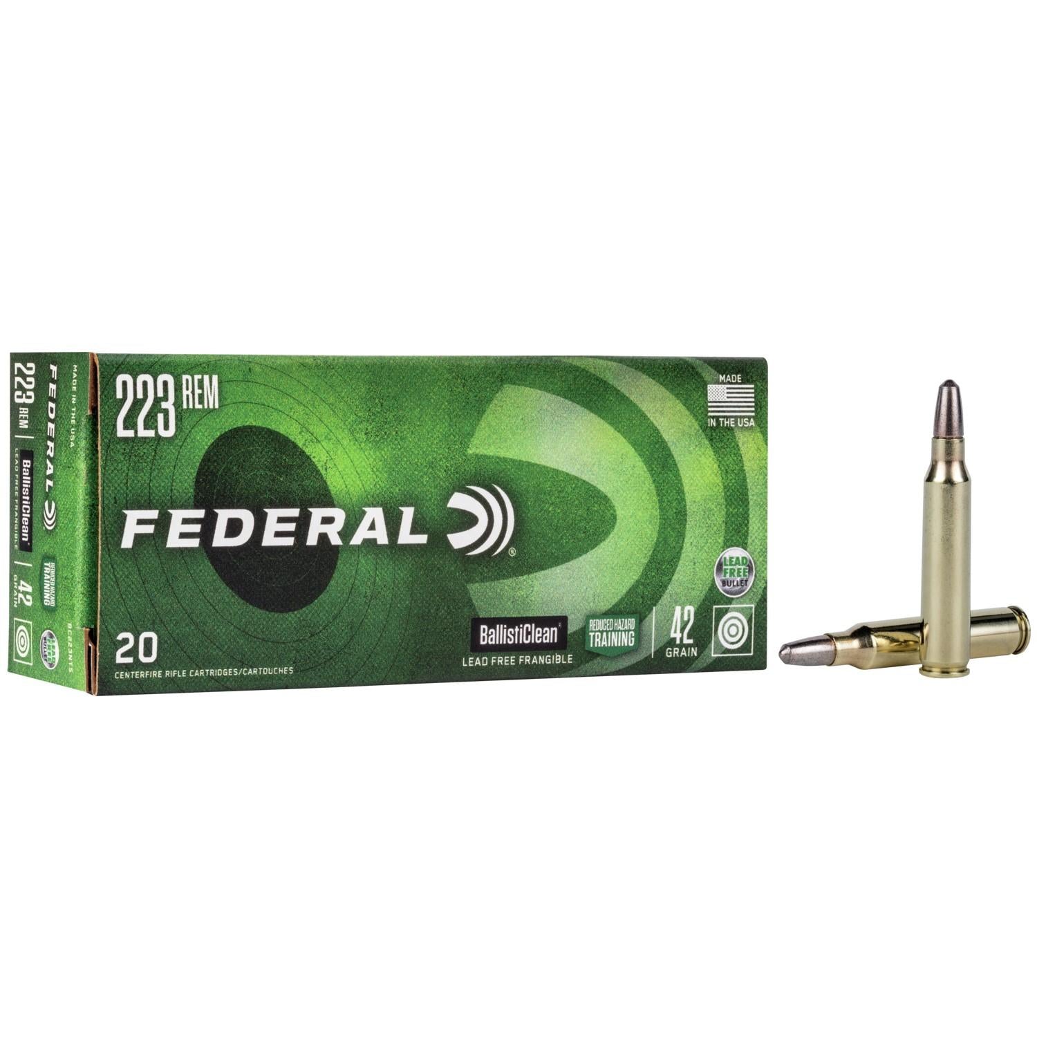 Federal .223 Remington Ballisticlean Reduced Hazard Training Lead Free Frangible 42 Grain 20/Box