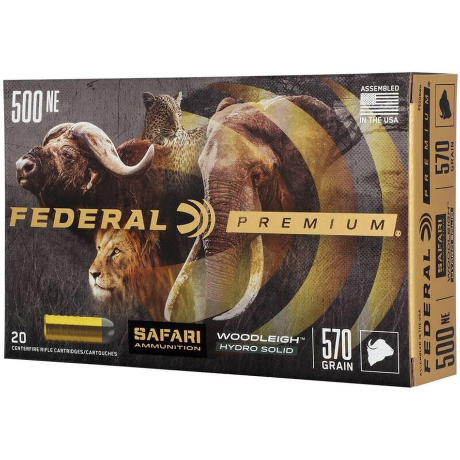 Federal .500 Nitro Express Premium Safari Cape-Shok Woodleigh Hydro Solid 570 Grain 20/Box