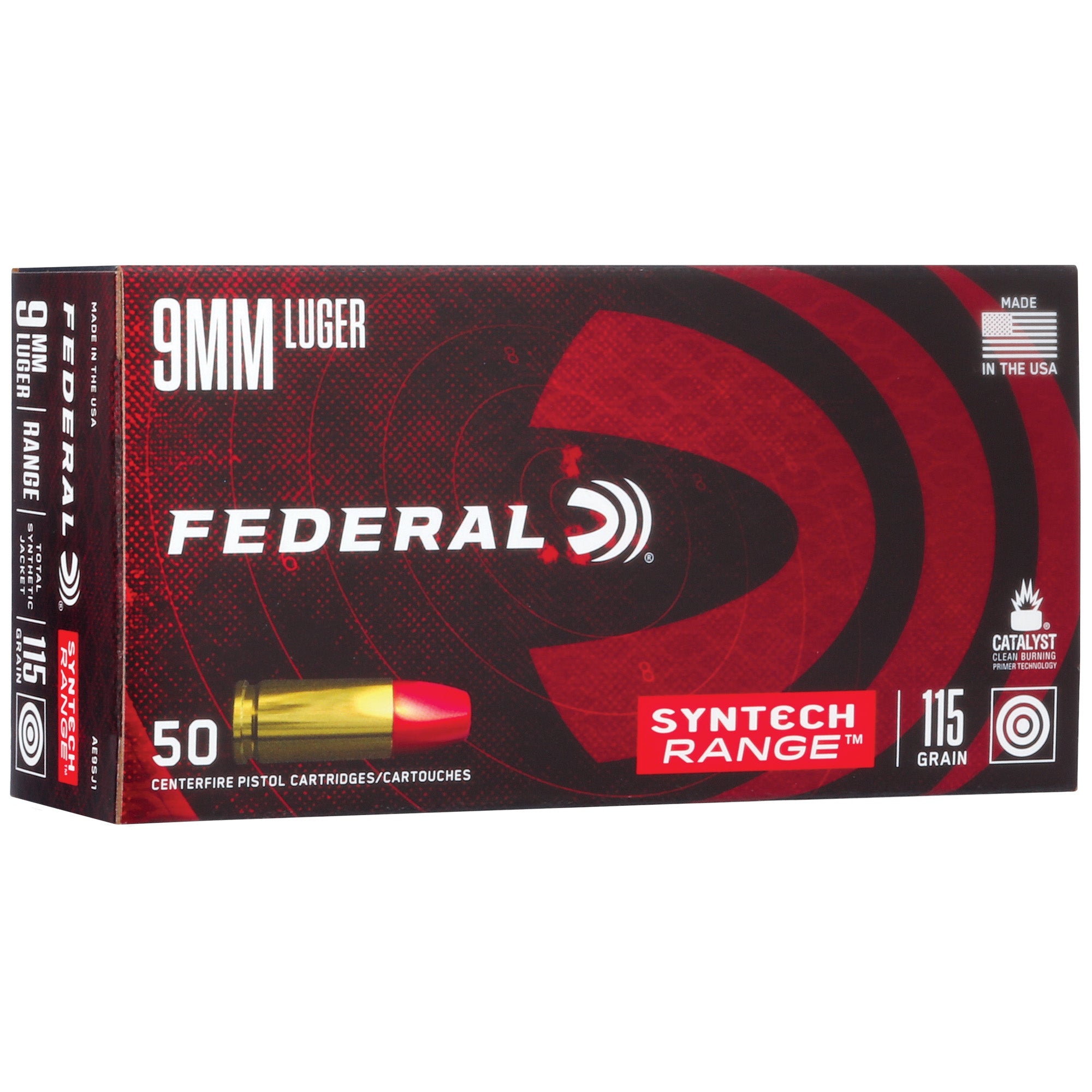 Federal 9mm Luger / Parabellum Syntech Range Total Synthetic Jacket 115 Grain 50/Box [Item 1837]
