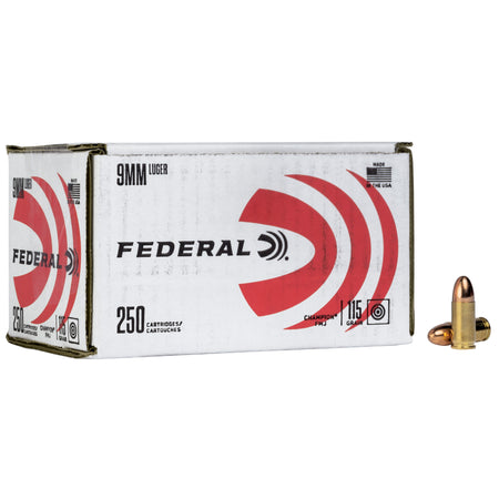 Federal 9mm Luger / Parabellum Champion Training Full Metal Jacket 115 Grain 250/Box