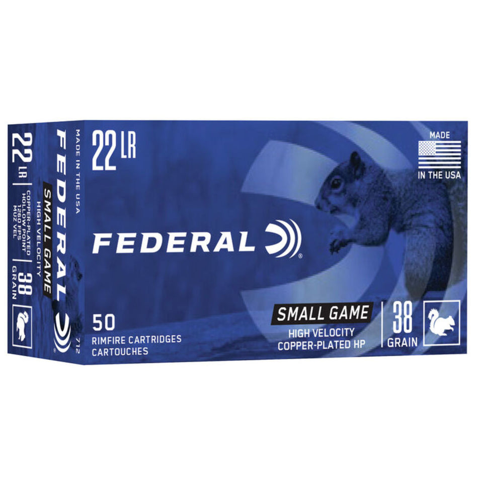 Federal .22 Long Rifle Game Shok High Velocity Copper-Plated Hollow-Point 38 Grain 50/Box