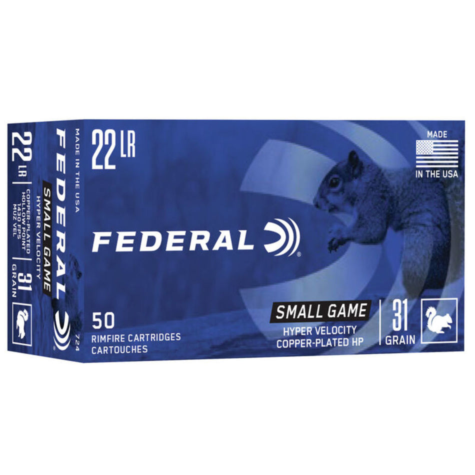Federal .22 Long Rifle Game-Shok Copper Plated Hollow Point 31 Grain 500/Box