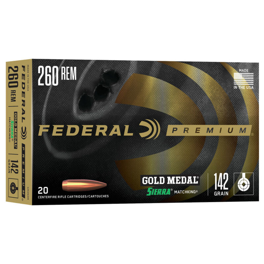 Federal .260 Remington Gold Medal Sierra MatchKing Boat Tail Hollow Point 142 Grain 20/Box