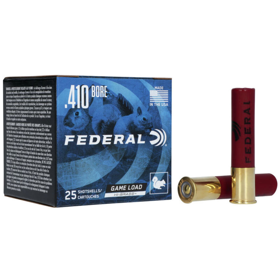 Federal .410 Bore Game-Shok Game Load Lead ShotUpland High Brass #6 1/2 oz 2.5 in 25/Box