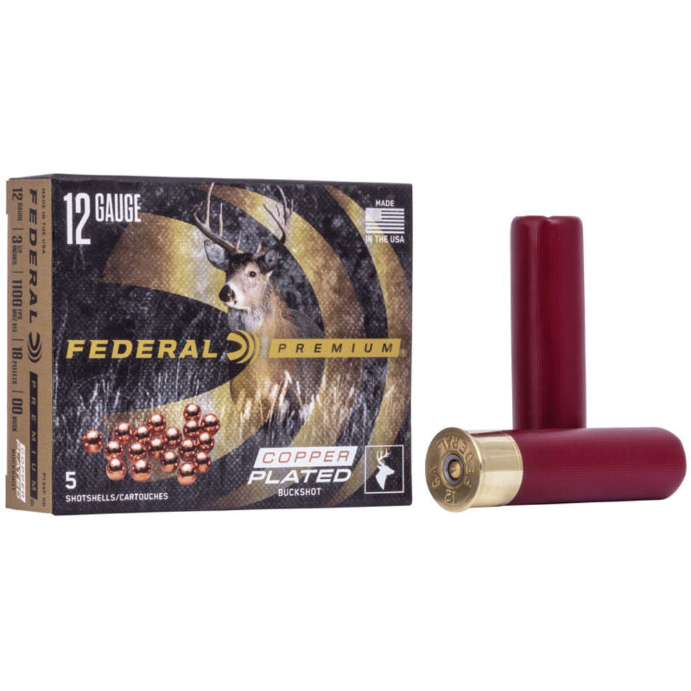 Federal 12 Gauge Premium Copper Plated Vital Shok Magnum 18 Pellets 00 Buck 2-1/4 oz 3.5 in 5/Box