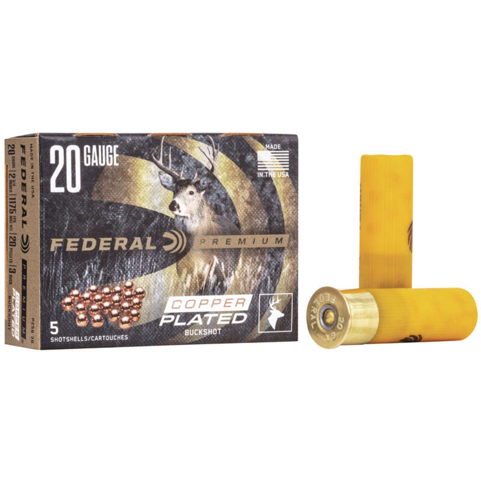 Federal 20 Gauge Premium Copper Plated Vital Shok Magnum 20 Pellets #3 Buck 1-1/8 oz 2.75 in 5/Box