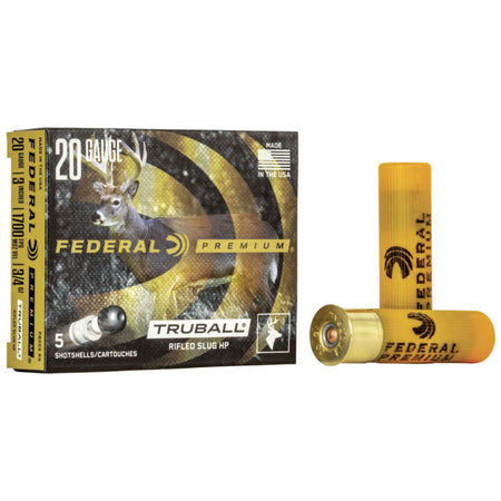 Federal 20 Gauge Premium TruBall Vital-Shok TruBall Rifled Slug HP Slug 3/4 oz 3 in 5/Box