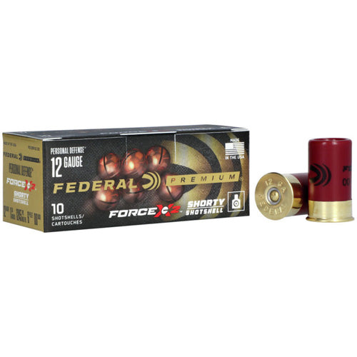 Federal 12 Gauge Premium Shorty Shotshells Force X2 Force X2 Personal Defense 6 Pellets 00 Buck 3/4 oz 1.75 in 10/Box