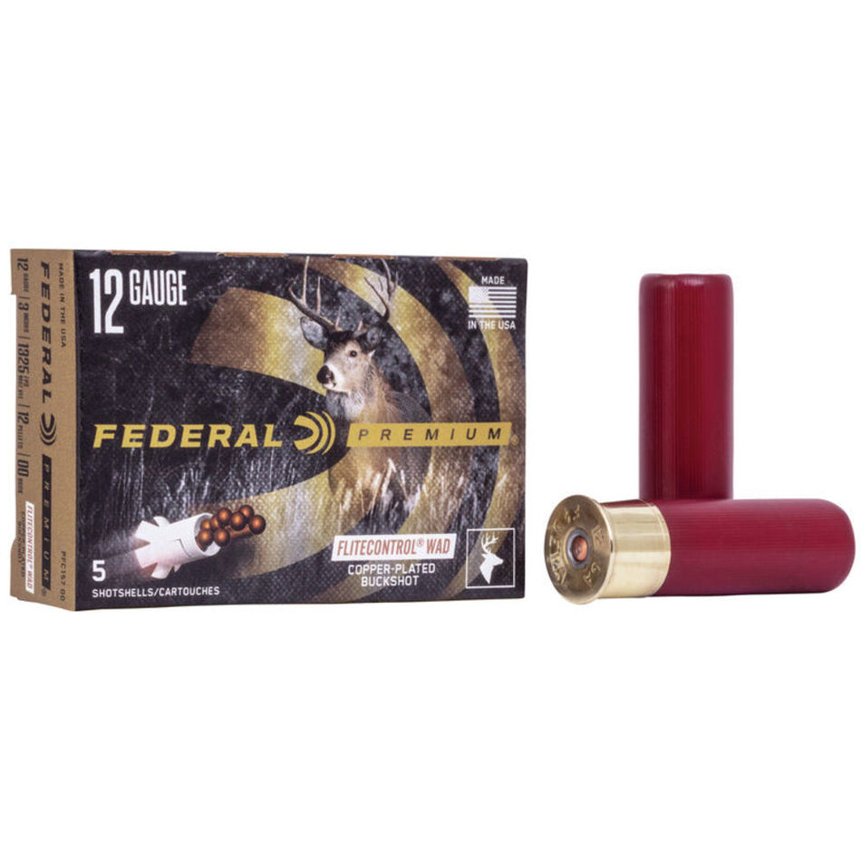 Federal 12 Gauge Premium Copper Plated Vital-Shok FliteControl Wad 12 Pellets 00 Buck 1-1/2 oz 3 in 5/Box
