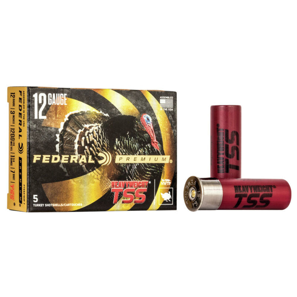 Federal 12 Gauge Premium California Certified Nonlead Ammunition Turkey Heavyweight TSS FliteControl Flex Wad #7 1-3/4 oz 3 in 5/Box