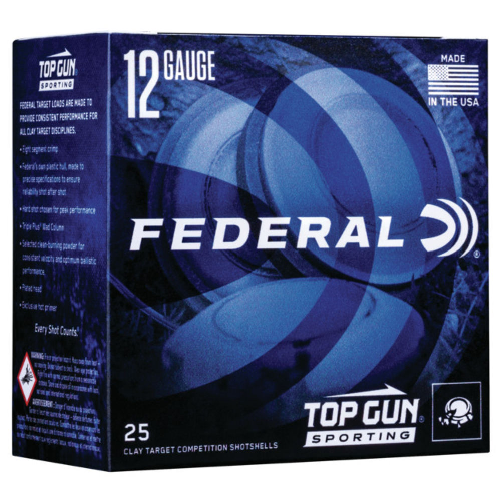 Federal Top Gun Sporting Shotgun Ammo 12 Gauge 2.75 in. 1330 FPS 1 oz. 8 Shot 25 Per Box – 250/Case
