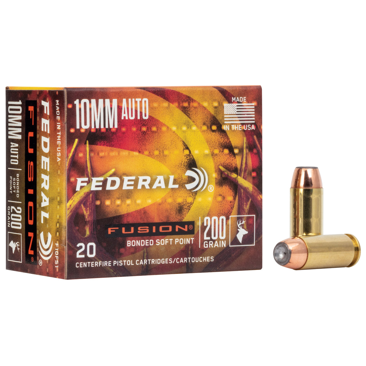 Federal 10mm Auto Fusion Bonded Soft Point 200 Grain 20/Box