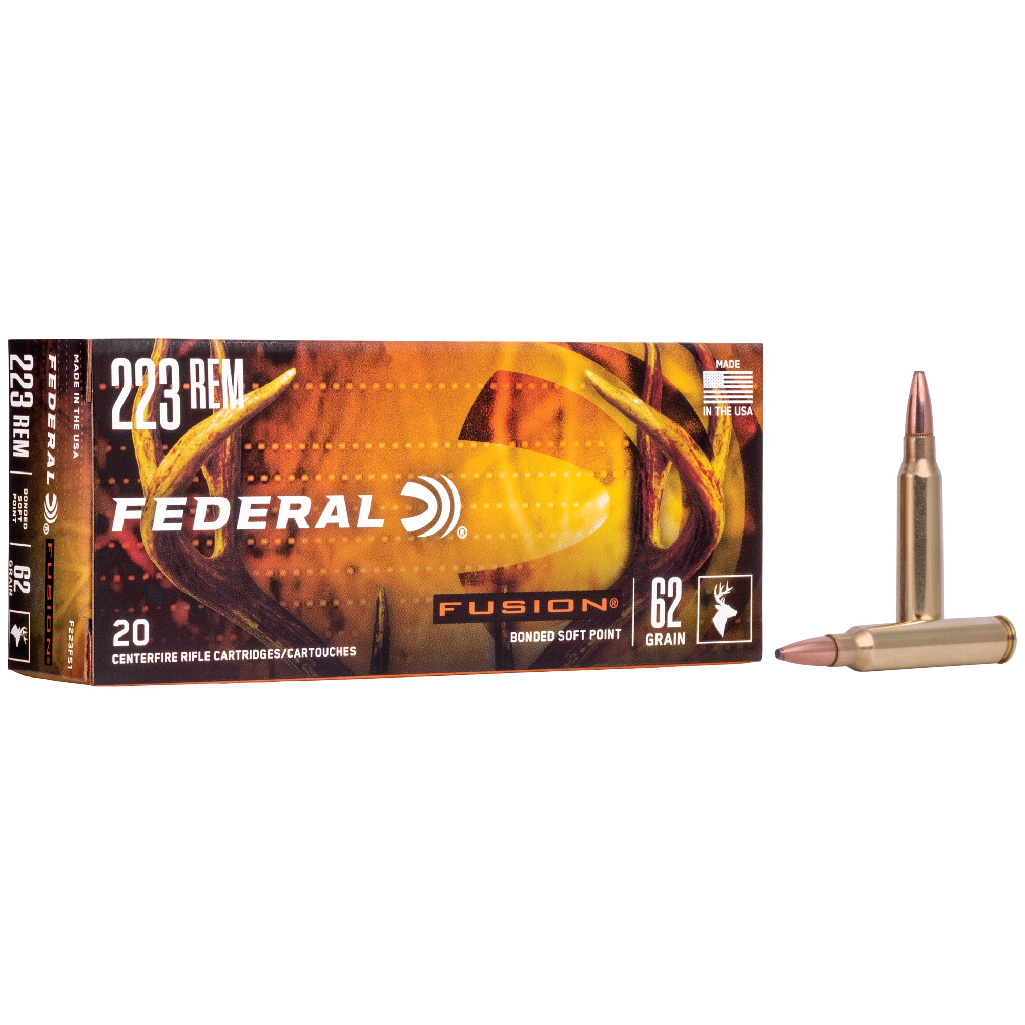 Federal .223 Remington Fusion Bonded Soft Point 62 Grain 20/Box