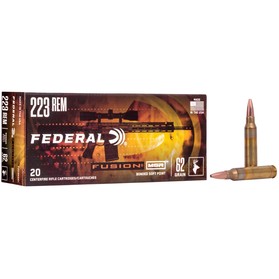 Federal .223 Remington Fusion MSR Bonded Soft Point 62 Grain 20/Box