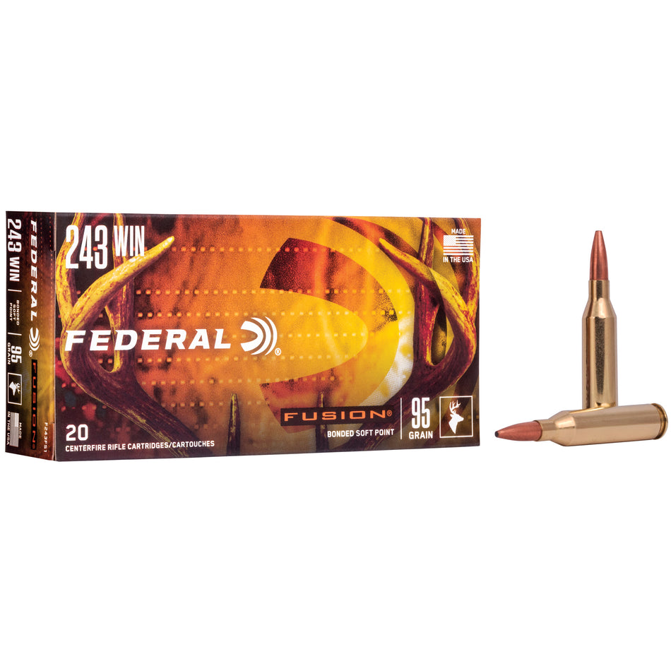 Federal .243 Winchester Fusion Bonded Soft Point 95 Grain 20/Box