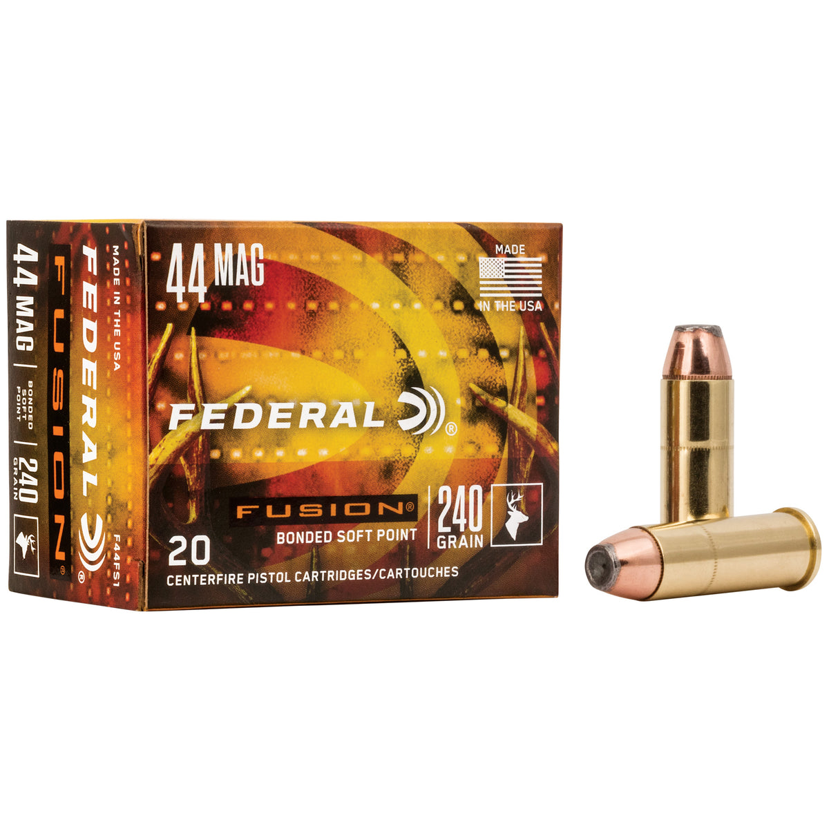 Federal .44 Magnum Fusion Bonded Soft Point 240 Grain 20/Box