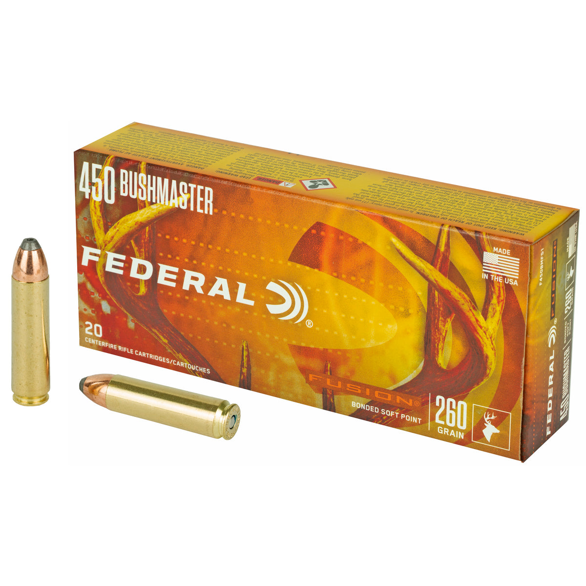 Federal .450 Bushmaster Fusion Bonded Soft Point 260 Grain 20/Box