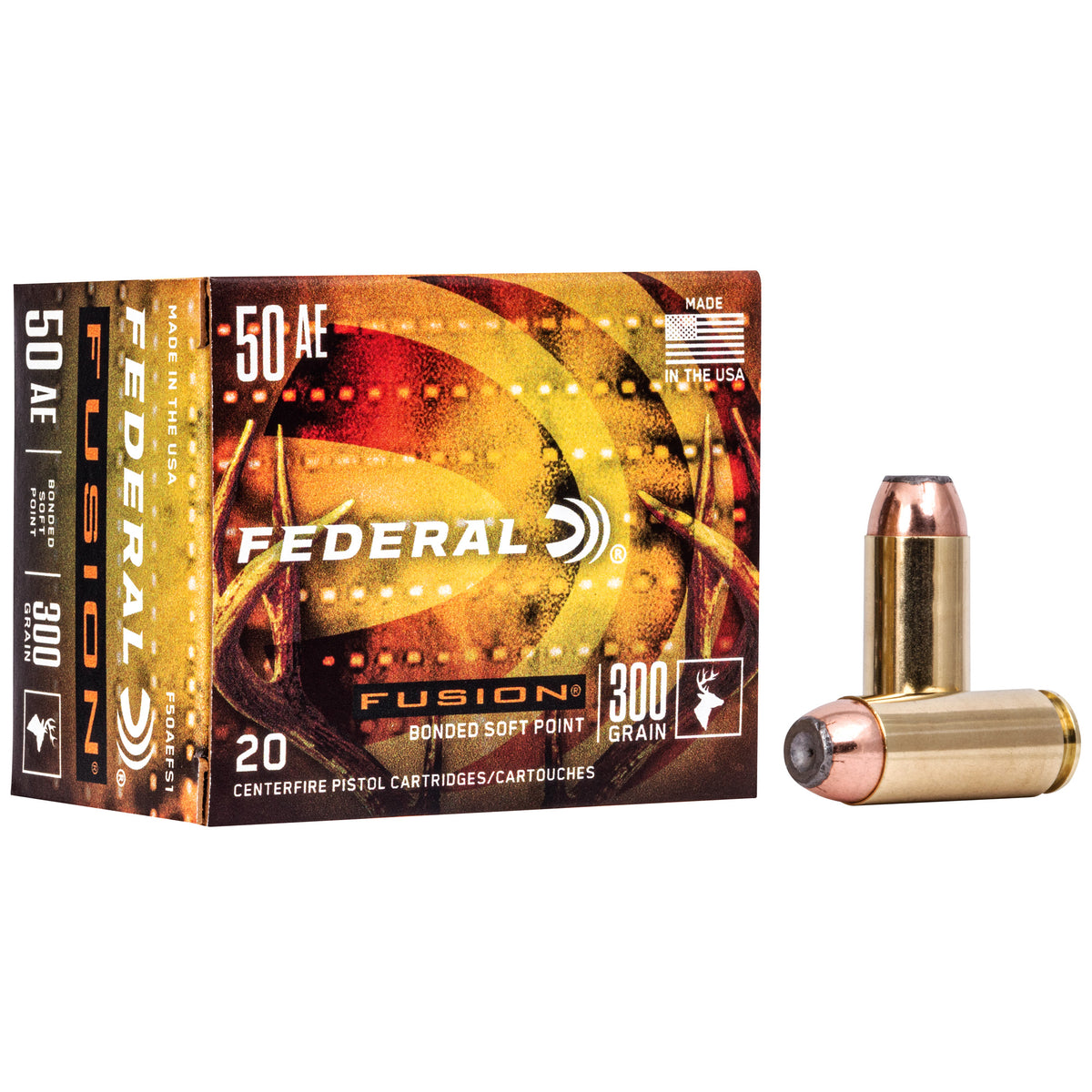 Federal .50 AE Fusion Bonded Soft Point 300 Grain 20/Box