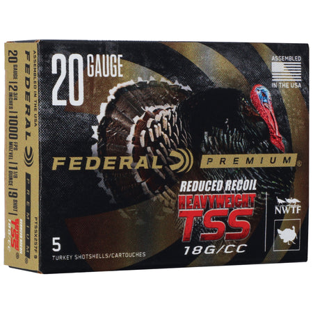 Federal 20 Gauge Premium Heavyweight TSS FliteControl Flex Wad Reduced Recoil Turkey #9 1-1/8 oz 2.75 in 5/Box