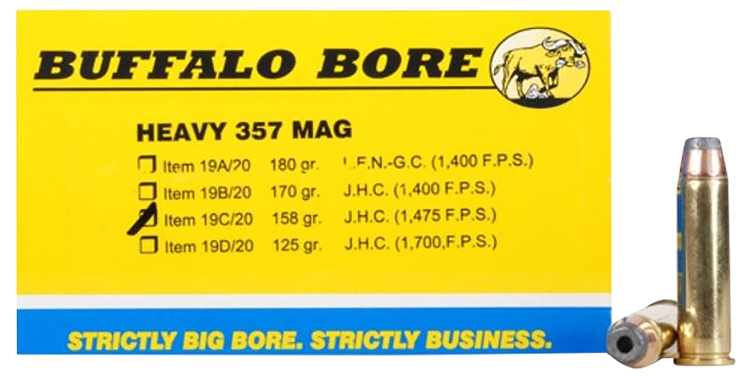 Buffalo Bore .357 Magnum Heavy Jacketed Hollow Point 158 Grain 20/Box