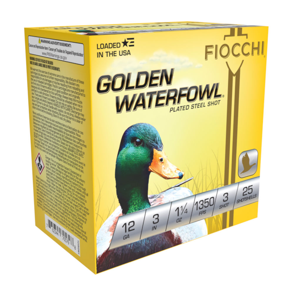 Fiocchi 12 Gauge Golden Waterfowl #3 1-1/4 oz 3 in 25/Box