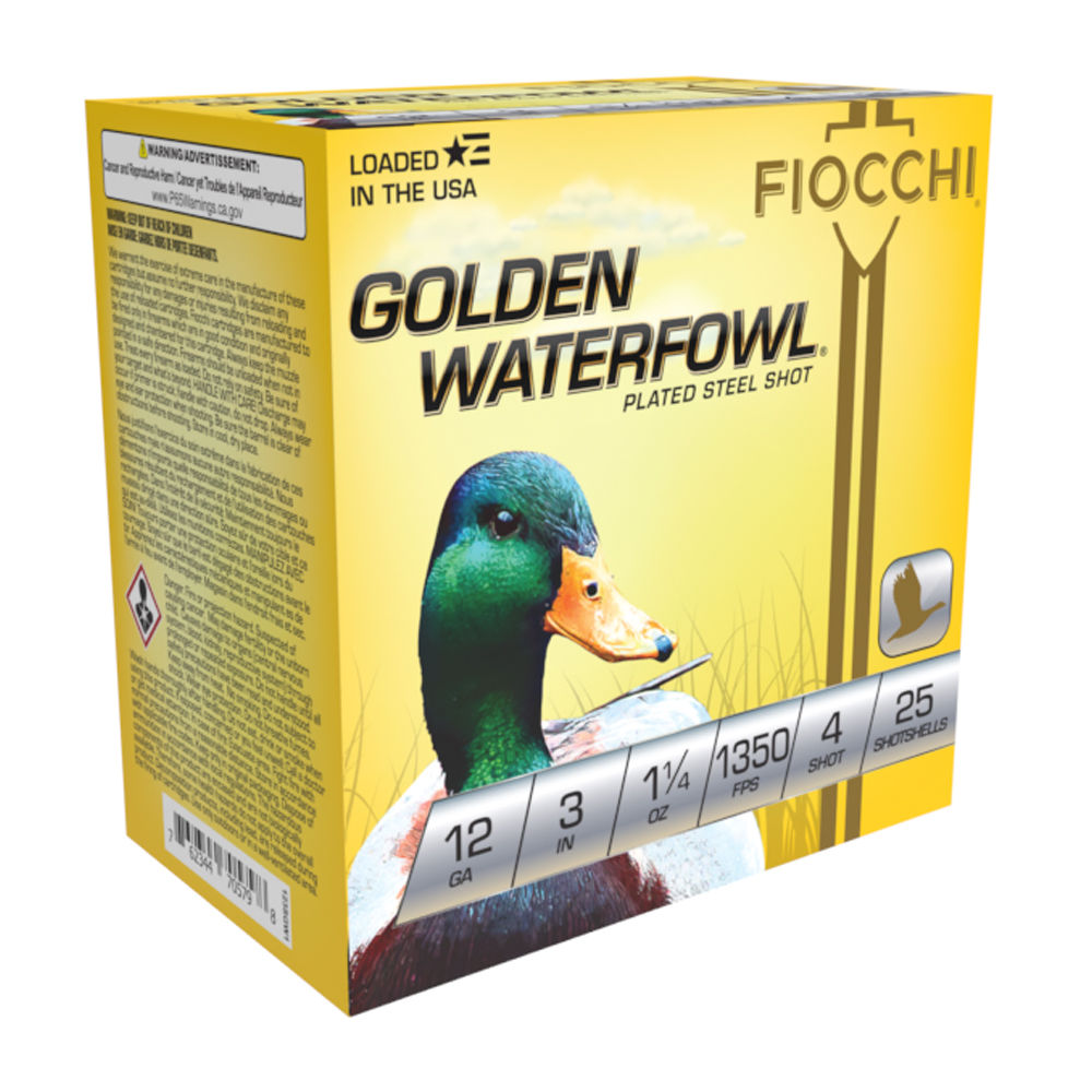 Fiocchi 12 Gauge Golden Waterfowl #4 1-1/4 oz 3 in 25/Box