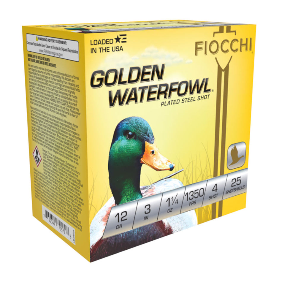 Fiocchi 12 Gauge Golden Waterfowl #4 1-1/4 oz 3 in 25/Box