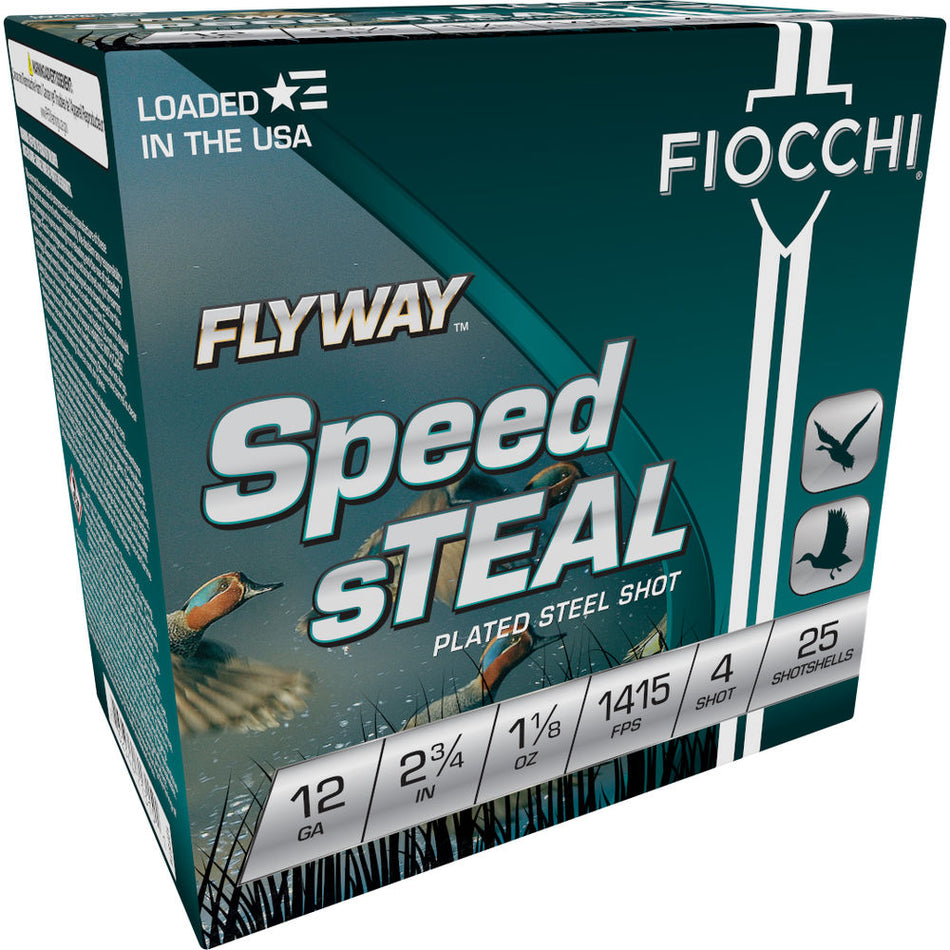 Fiocchi 12 Gauge Flyway Speed sTEAL #4 1-1/8 oz 2.75 in 25/Box