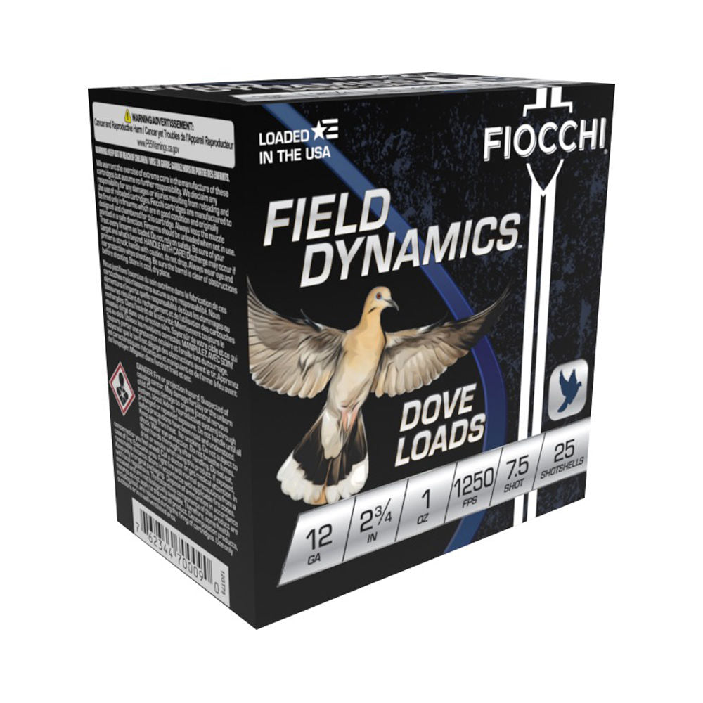 Fiocchi 12 Gauge Field Dynamics Dove & Quail #7.5 1 oz 2.75 in 25/Box