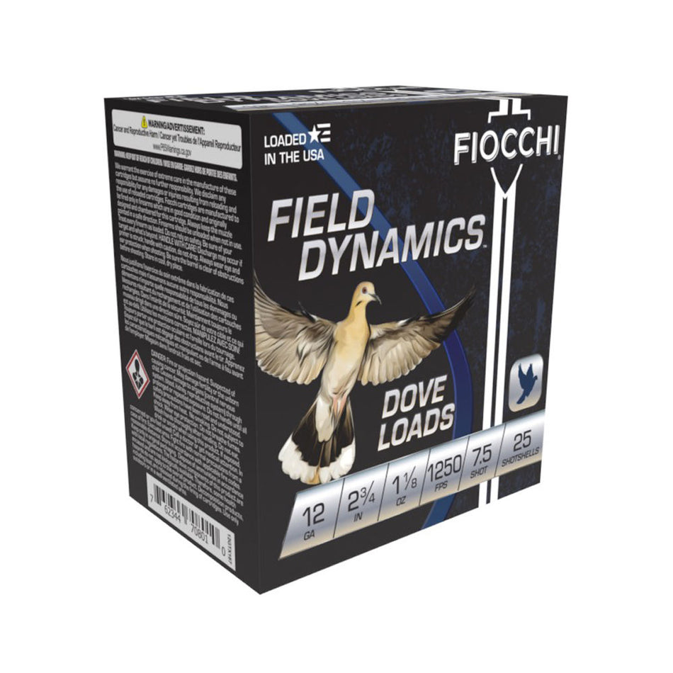 Fiocchi 12 Gauge Field Dynamics Dove & Quail #7.5 1-1/8 oz 2.75 in 25/Box