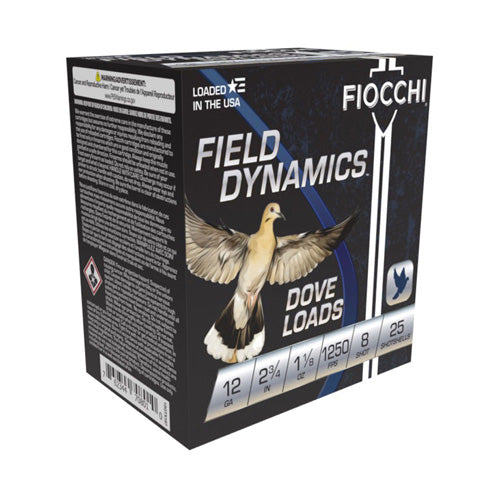 Fiocchi 12 Gauge Field Dynamics Dove & Quail #8 1-1/8 oz 2.75 in 25/Box