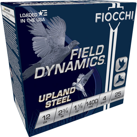 Fiocchi 12 Gauge Field Dynamics Upland Steel #4 1-1/8 oz 2.75 in 25/Box