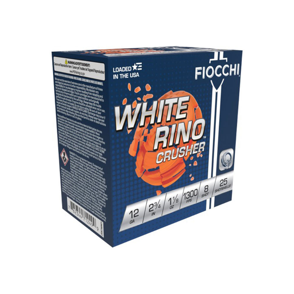 Fiocchi 12 Gauge Exacta Target White Rino Crusher #8 1-1/8 oz 2.75 in 25/Box