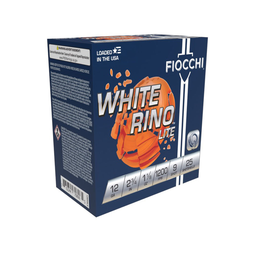 Fiocchi 12 Gauge Exacta Target White Rino Lite #9 1-1/8 oz 2.75 in 25/Box [Item 6884]