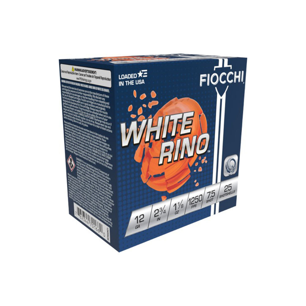 Fiocchi 12 Gauge Exacta Target White Rino #7.5 1-1/8 oz 2.75 in 25/Box [Item 5188]