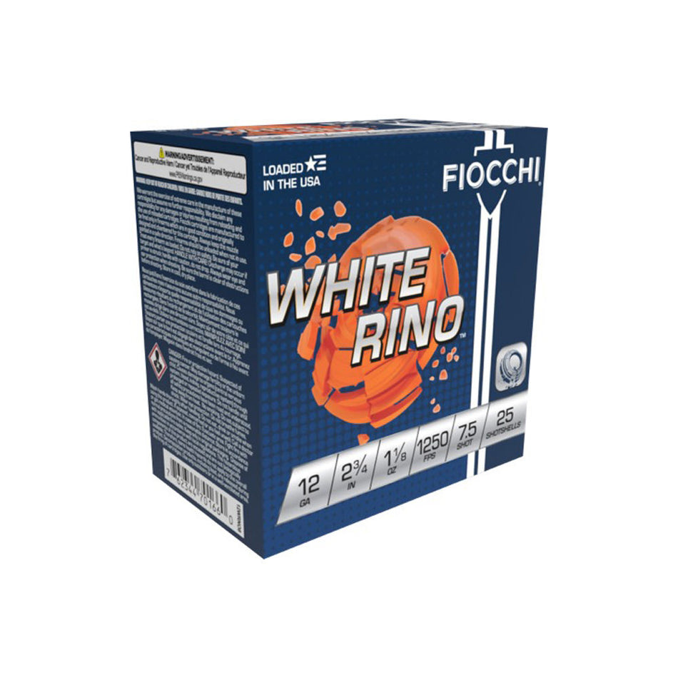Fiocchi 12 Gauge Exacta Target White Rino #7.5 1-1/8 oz 2.75 in 25/Box [Item 5188]