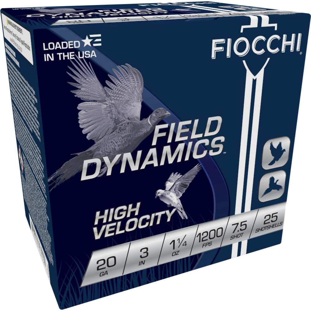 Fiocchi 20 Gauge Field Dynamics High Velocity Upland Game Load #7.5 1-1/4 oz 3 in 25/Box