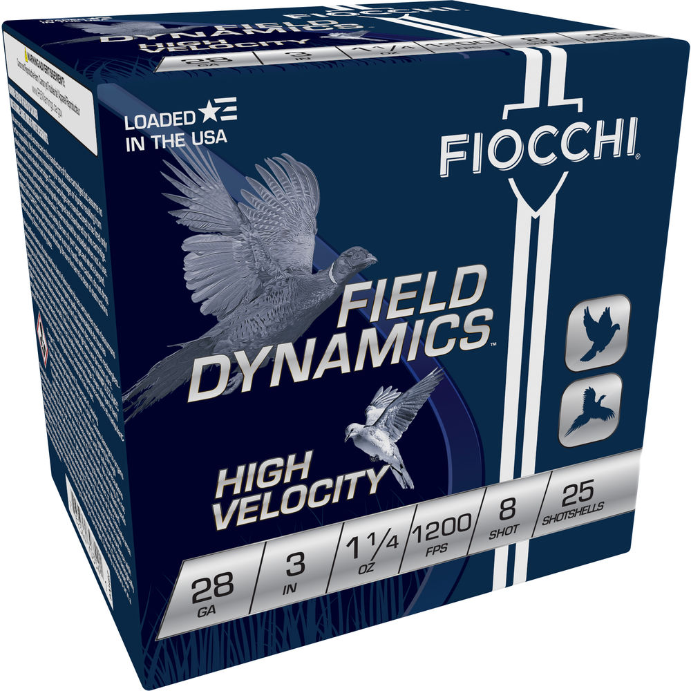Fiocchi 28 Gauge Field Dynamics High Velocity Upland Game Load #8 1 oz 3 in 25/Box