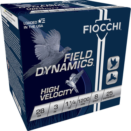 Fiocchi 28 Gauge Field Dynamics High Velocity Upland Game Load #8 1 oz 3 in 25/Box