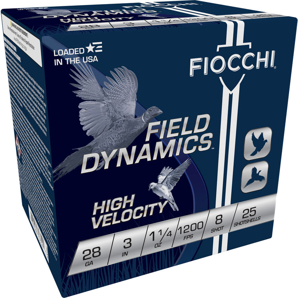 Fiocchi 28 Gauge Field Dynamics High Velocity Upland Game Load #8 1 oz 3 in 25/Box