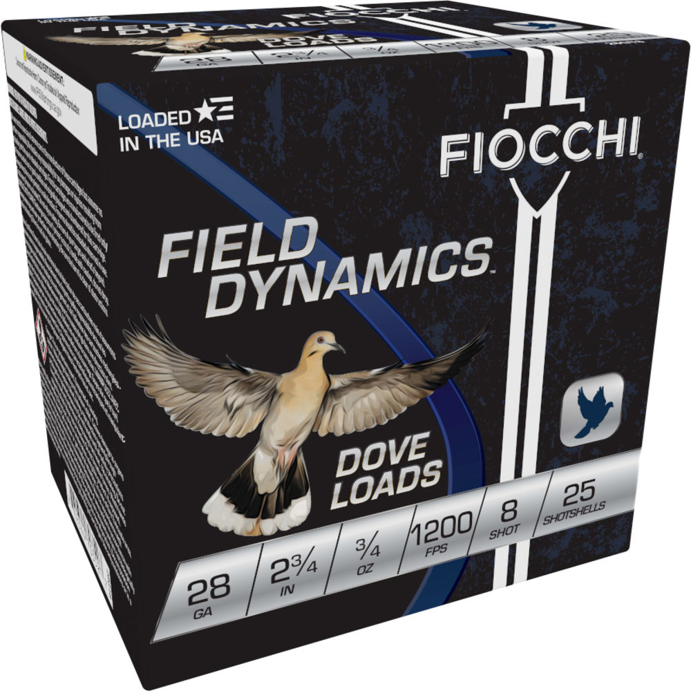 Fiocchi 28 Gauge Field Dynamics Dove & Quail #8 3/4 oz 2.75 in 25/Box