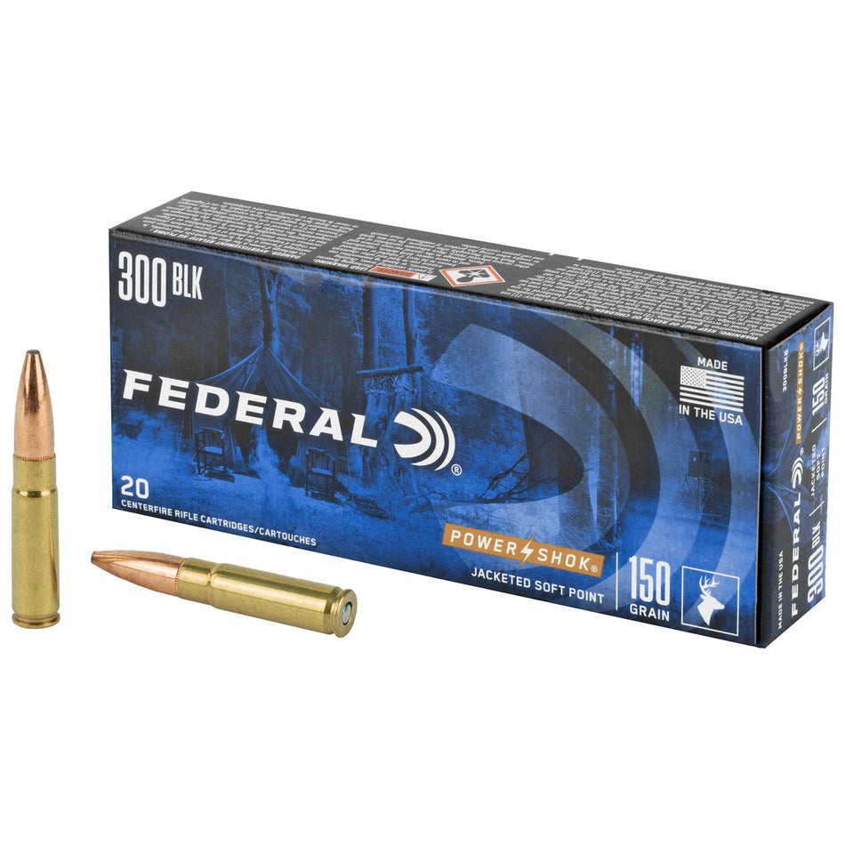 Federal .300 AAC Blackout PowerShok Jacketed Soft Point 150 Grain 20/Box