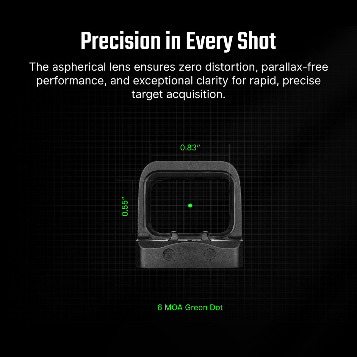 Osight SE 6 MOA Enclosed Green Dot Optic RMSc Footprint Aspherical Lens