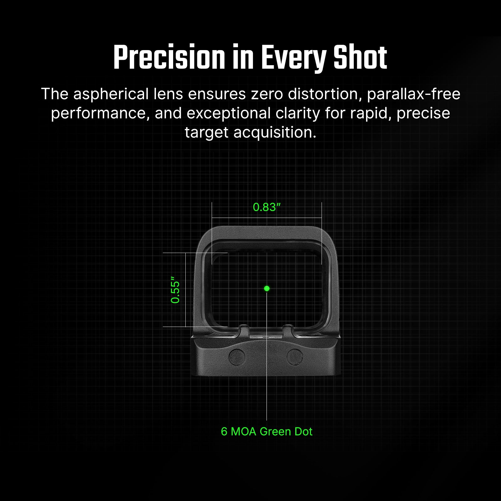 Osight SE 6 MOA Enclosed Green Dot Optic RMSc Footprint Aspherical Lens